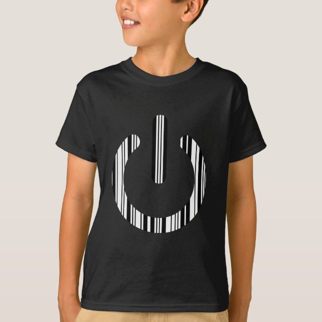 POWER-SCHALTFLÄCHE BAR CODE Power-Up-Muster T-Shirt (Vorderseite)