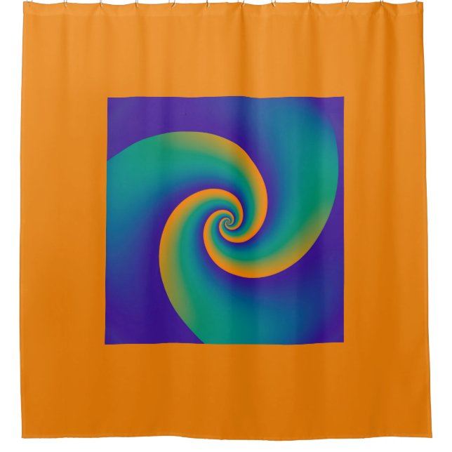 Power Spirals Fraktal Muster - orange blau Duschvorhang (Vorderseite)