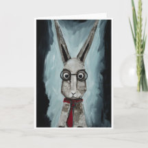 Power Tie. A rabbit with eye glasses and a red tie