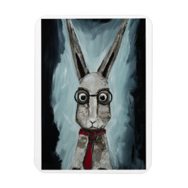 Power Tie. A rabbit with eye glasses and a red tie Magnet