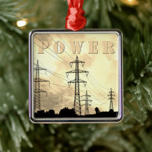 Power Towers and Lines Electric POWER Weihnachten Ornament Aus Metall