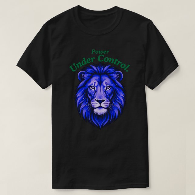 Power Under Control Minimal Cosmic Lion Face T-Shirt (Design vorne)