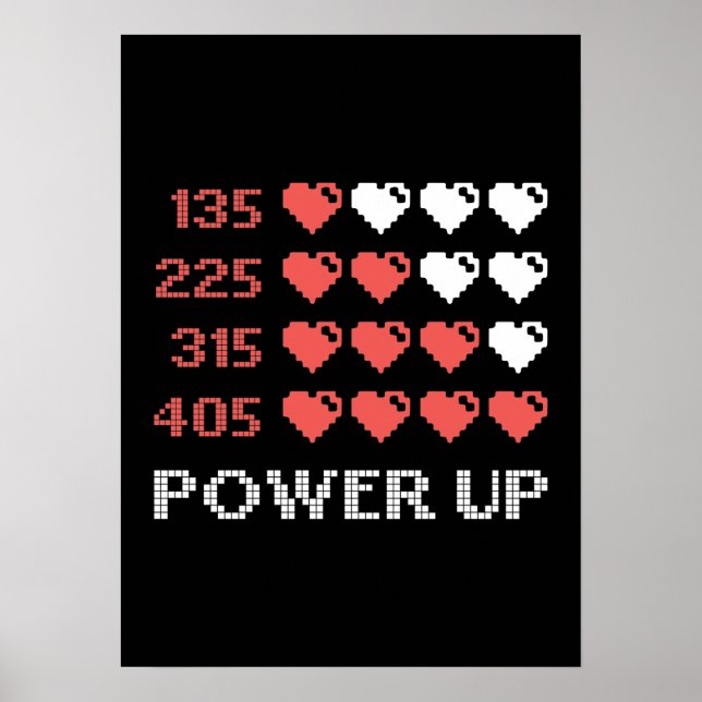 Power Up Bar, Funny, Gamer, Retro, Geek, Nerd Poster (Vorne)