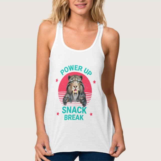 Power Up Snack Break Saberzahniger Tiger Tank Top (Vorderseite)