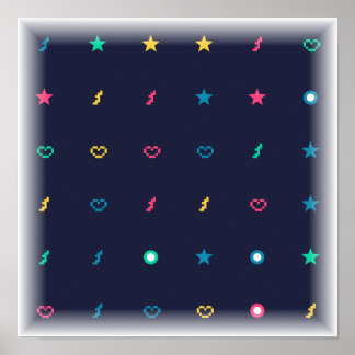Power-Up-Symbole Muster - 8-Bit-Videospiel-Art Poster