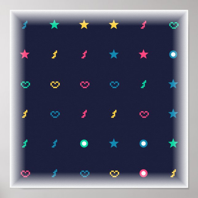 Power-Up-Symbole Muster - 8-Bit-Videospiel-Art Poster (Vorne)