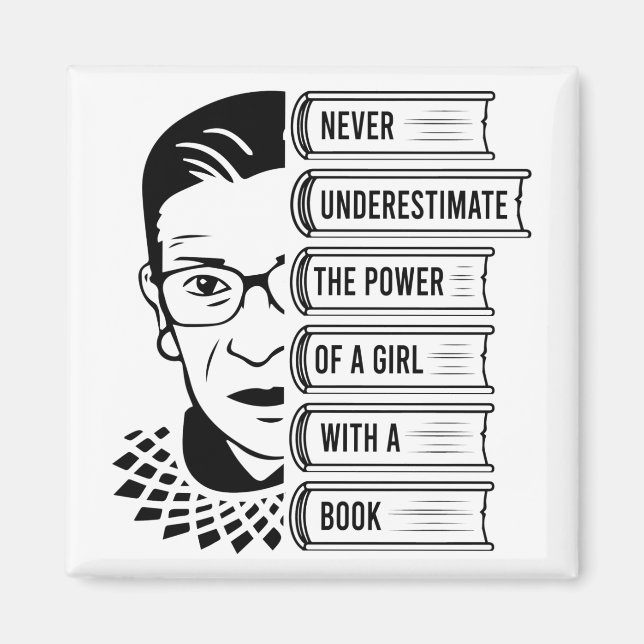 Power von Mädchen mit Buch nie unterschätzen Magnet (Vorne)