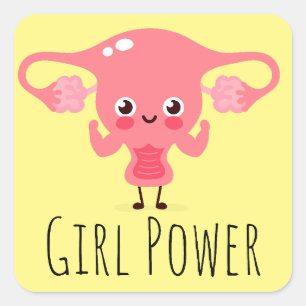 Power von Mädchen / Uterus Puns / Uterus Jokes Quadratischer Aufkleber