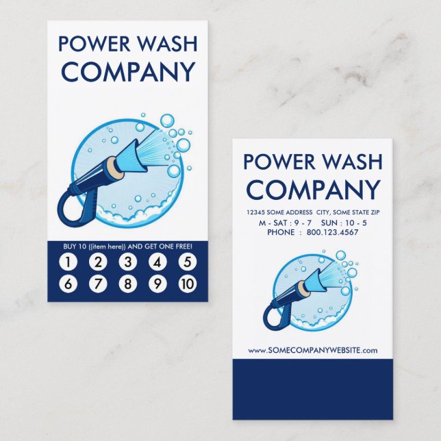 Power Wash Loyalty Punch Card Treuekarte (Vorne/Hinten)