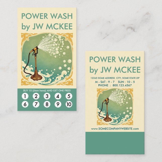 Power Wash Loyalty Punch Card Treuekarte (Vorne/Hinten)