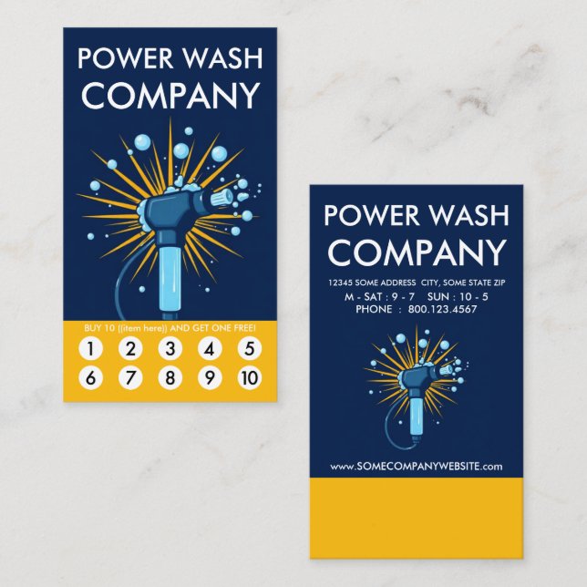 Power Wash Loyalty Punch Card Treuekarte (Vorne/Hinten)