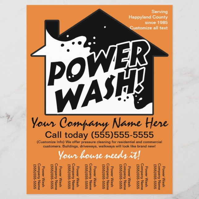 Power Wash Pressure Cleaning Marketing Werbung Flyer (Vorne)