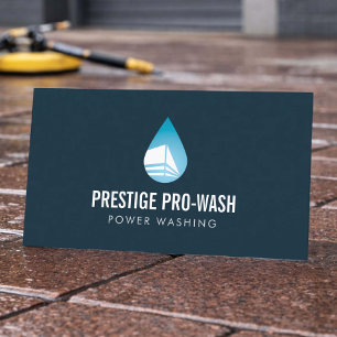 Power Washing Service Modernes Logo Dunkelblau Visitenkarte