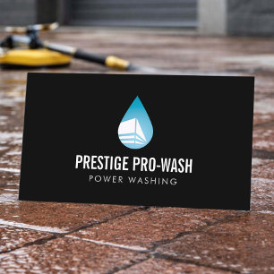 Power Washing Service Modernes Logo Schwarz Visitenkarte