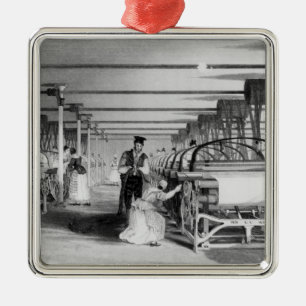 Power-Webstuhl-Spinnen, graviert von J. Tingle, Silbernes Ornament