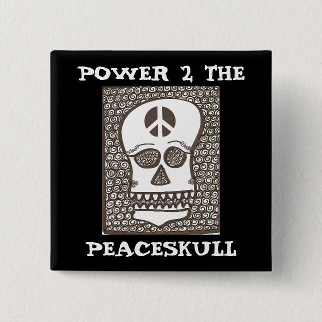 Power zum peaceskull Knopf Button (Vorderseite)