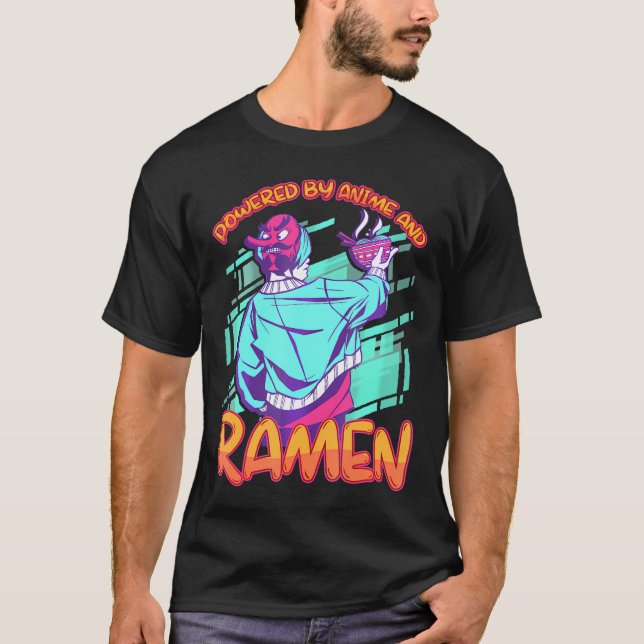 Powered by Anime and Ramen Anime T-Shirt (Vorderseite)
