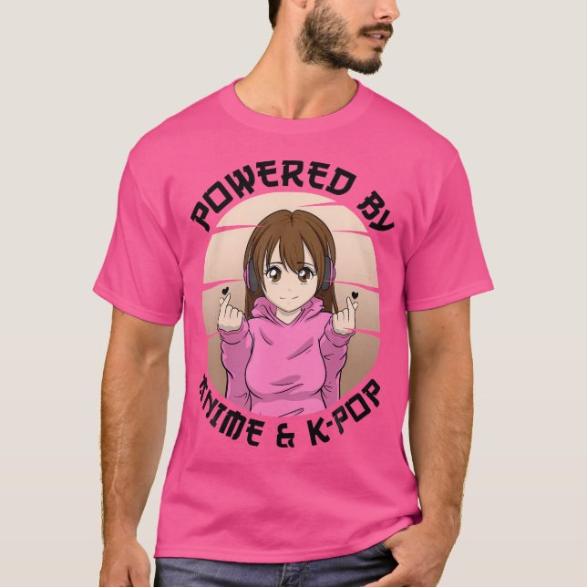 Powered by Anime K-Pop T-Shirt (Vorderseite)