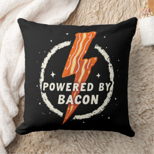 Powered by Bacon Funny Retro Feinschmecker Ästheti Kissen