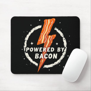 Powered by Bacon Funny Retro Feinschmecker Ästheti Mousepad