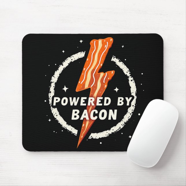 Powered by Bacon Funny Retro Feinschmecker Ästheti Mousepad (Mit Mouse)