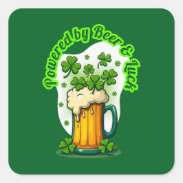 Powered by Beer St Patrick’s Day - Autocolante Quadratischer Aufkleber