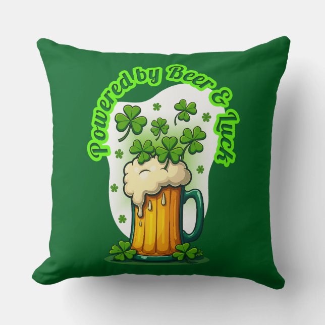 Powered by Beer St Patrick’s Day Shirt – almofada Kissen (Vorderseite)