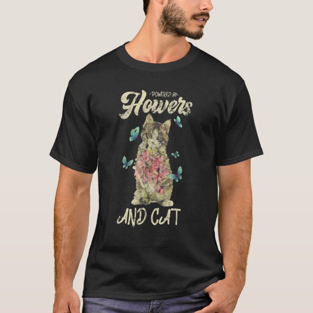 Powered by Blume and Cats Cat Lover T-Shirt (Vorderseite)