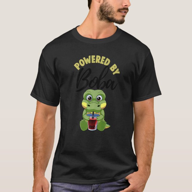 Powered by Boba Crocodile Women Boba Tea T-Shirt (Vorderseite)