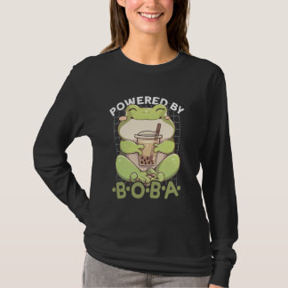 Powered by Boba Frog Kawaii Bubble Tea Anime Neko T-Shirt