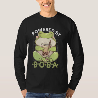 Powered by Boba Frog Kawaii Bubble Tea Anime Neko T-Shirt