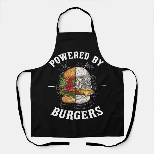 Powered by Burgers Fast Food Lover Beef Burger Fas Schürze (Vorderseite)
