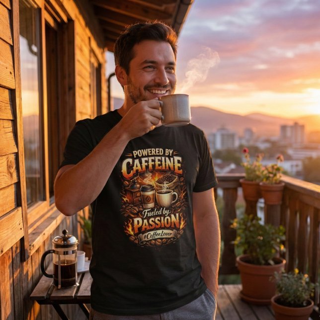 Powered by Caffeine - Coffee Lover T-Shirt (Von Creator hochgeladen)