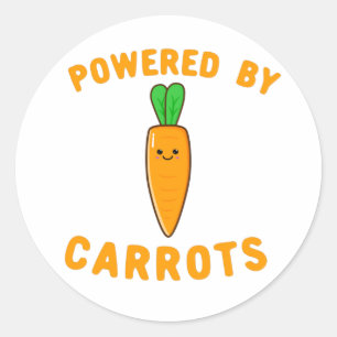 Powered by Carrots - Niedliche Karottenwand Kawaii Runder Aufkleber