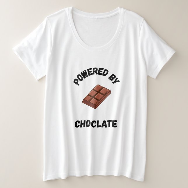 Powered By Chocolate | Funny Design  Große Größe T-Shirt (Design vorne)