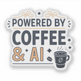 Powered by Coffee & AI Retro Tech Vector Aufkleber