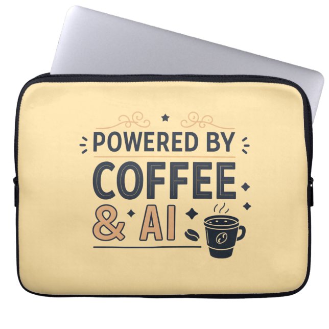Powered by Coffee & AI Retro Tech Vector Laptopschutzhülle (Vorderseite)