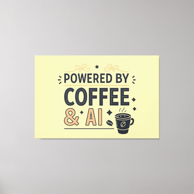Powered by Coffee & AI Retro Tech Vector Leinwanddruck (Vorderseite)