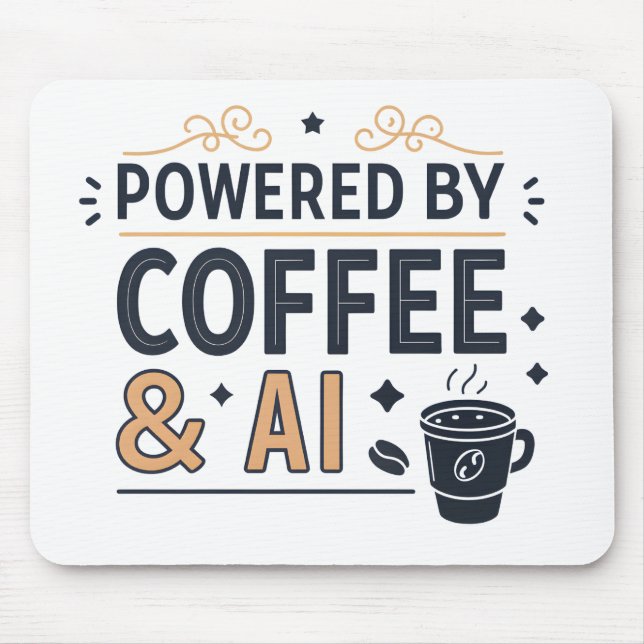 Powered by Coffee & AI Retro Tech Vector Mousepad (Vorne)