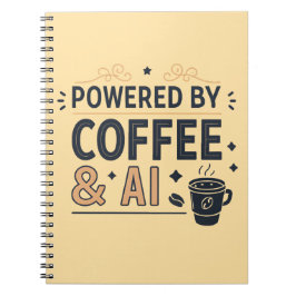 Powered by Coffee & AI Retro Tech Vector Notizblock