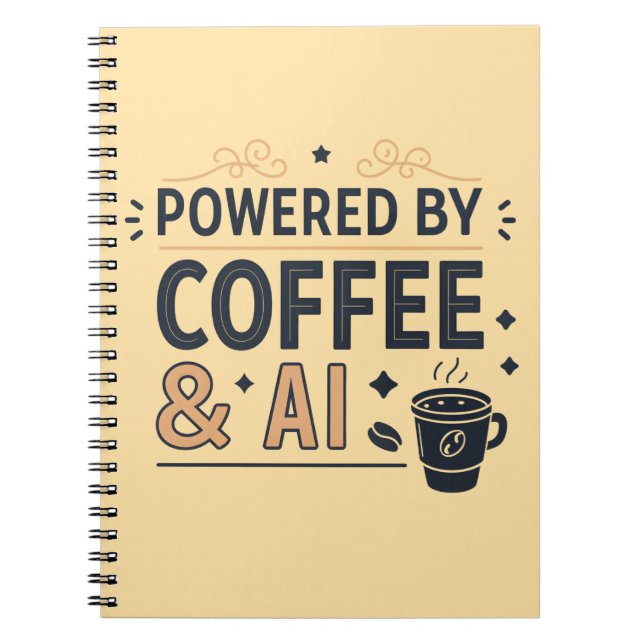 Powered by Coffee & AI Retro Tech Vector Notizblock (Vorderseite)