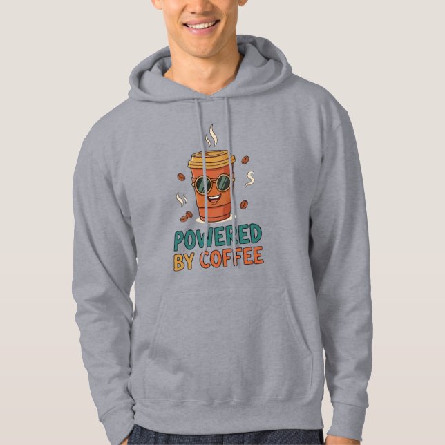 Powered by Coffee Cute Cartoon Hoodie (Vorderseite)