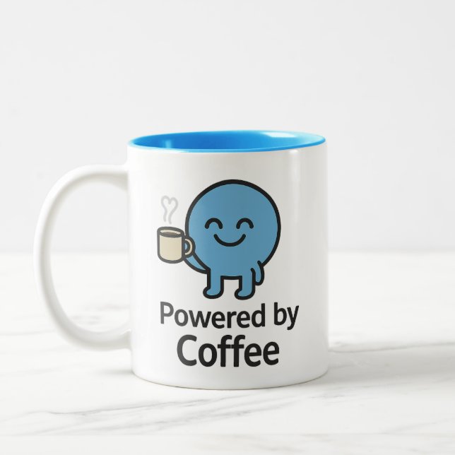 Powered by Coffee - Funny Smilo Tasse (Links)