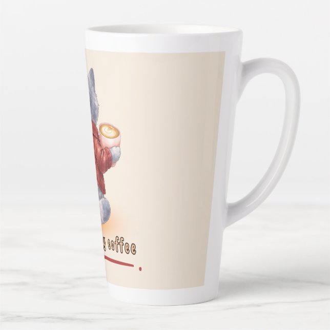 "Powered by Coffee" Katze hält eine Tasse Kaffee (Rechts)