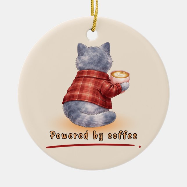 Powered by Coffee Keramik Ornament (Vorne)