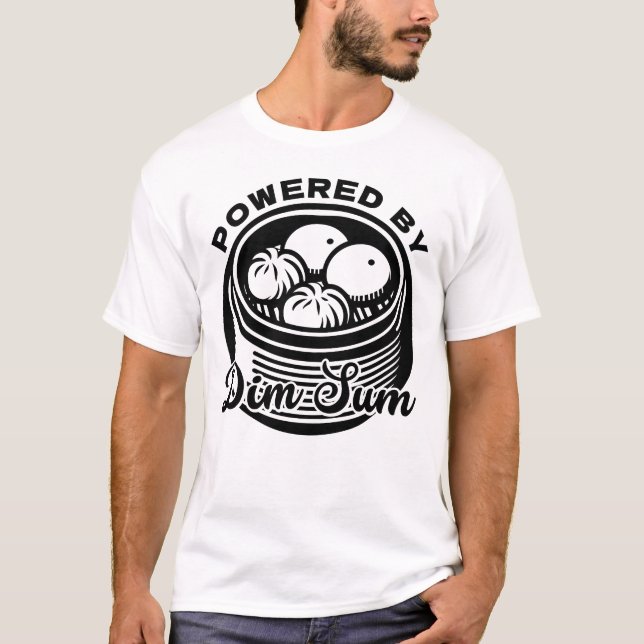 Powered by Dim Sum Chinese Food Asian Dumplings T-Shirt (Vorderseite)