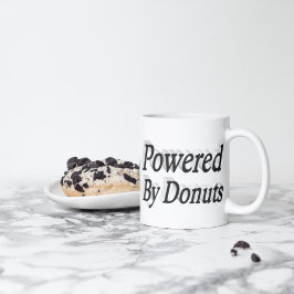 Powered by Donuts Zitat schwarzen Halbtext Kaffeetasse