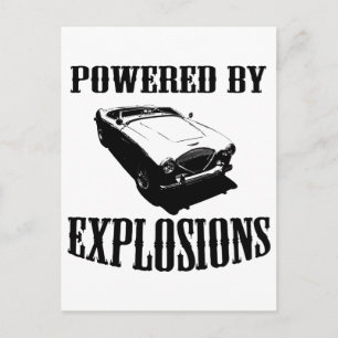 "Powered by Explosions" Britisches Sportauto Postkarte