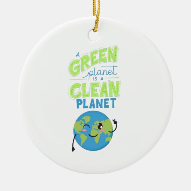 Powered by Green: Thrive with Nature" Keramik Ornament (Vorne)