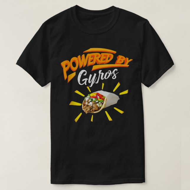 Powered By Gyros  Cute Mediterranean Dish Gift  T-Shirt (Design vorne)
